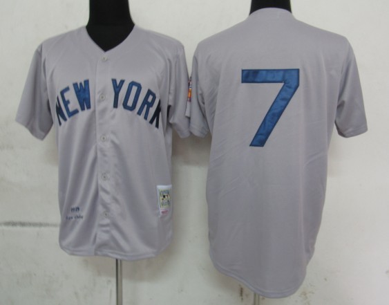 MLB Jerseys New York Yankees 7 Mantle Grey M&N