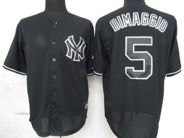 MLB New York Yankees 5 Dimaggio Black Fashion Jerseys