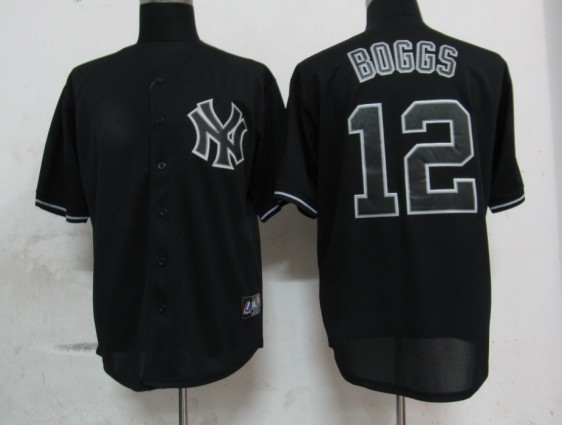 MLB New York Yankees 12 Boggs Black Fashion Jerseys