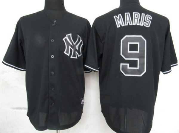 MLB New York Yankees 9 Maris Black Fashion Jerseys