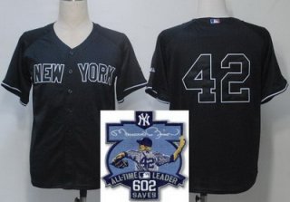 New York Yankees 42 Mariano Rivera All-Time Leader 602 Saves Patch Black Jersey