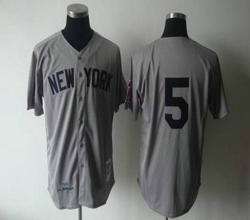 New York Yankees 5 Joe DiMaggio Throwback grey Jersey MN