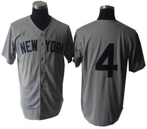 New York Yankees 4 Lou Gehrig Throwback jerseys gray