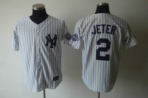 New York Yankees 2 Derek Jeter white W3000 HITS PATCH jersey