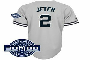 New York Yankees 2 Derek Jeter grey Jersey w3000 Hits Patch