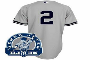 New York Yankees 2 Derek Jeter grey Jersey DJ 3K Patch