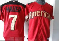 MLB New York Yankees 7# Mauer 2011 All-Star BP red Jerseys