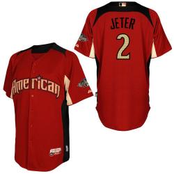 MLB New York Yankees 2# Jeter 2011 All-Star BP red Jerseys