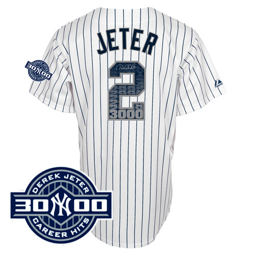 New York Yankees 2 Derek Jeter white Jerseys with 3000 hits patch