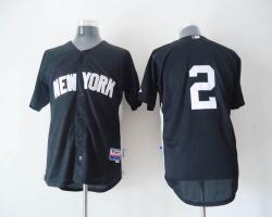 MLB New York Yankees #2 Derek Jeter Black Jerseys