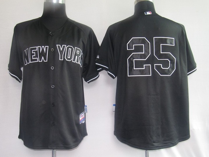 New York Yankees 25# Teixeira Black Jerseys