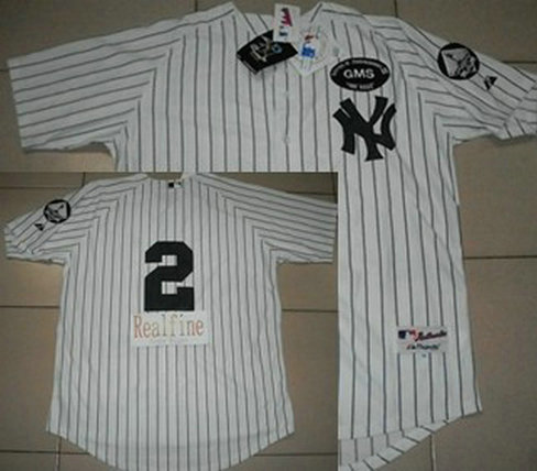 New York Yankees #2 Jeter White GMS Patch Jersey