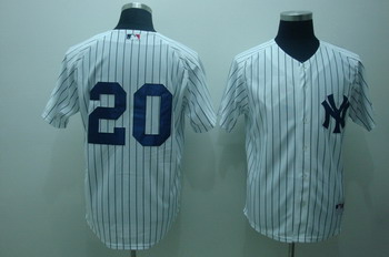 New York Yankees 20 Posada Pinstripe White Jerseys