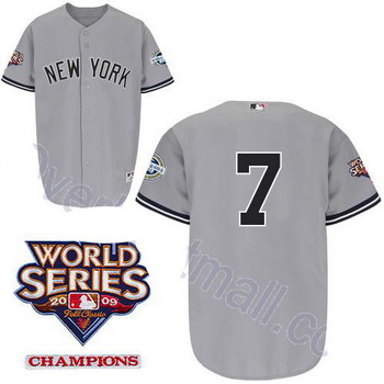 New York Yankees 7 Mickey Mantle Grey2009 logo Jerseys