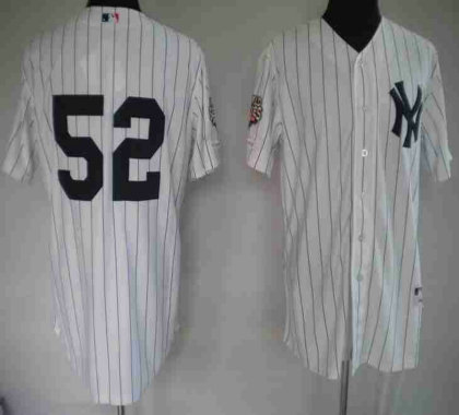 New York Yankees 52 Sabathia Pinstripe white jerseys[Championship]