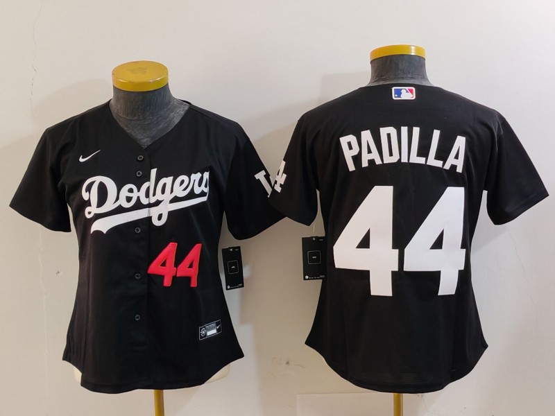 Women's Los Angeles Dodgers #44 Vicente Padilla Black Stitched Jersey(Run Small) 6