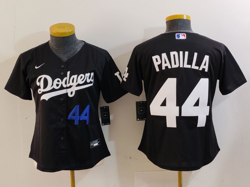 Women's Los Angeles Dodgers #44 Vicente Padilla Black Stitched Jersey(Run Small) 5