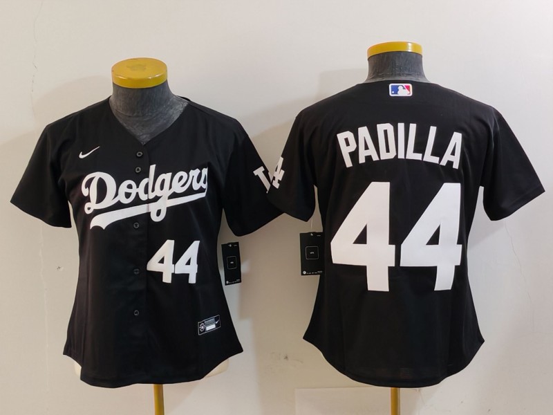 Women's Los Angeles Dodgers #44 Vicente Padilla Black Stitched Jersey(Run Small) 3