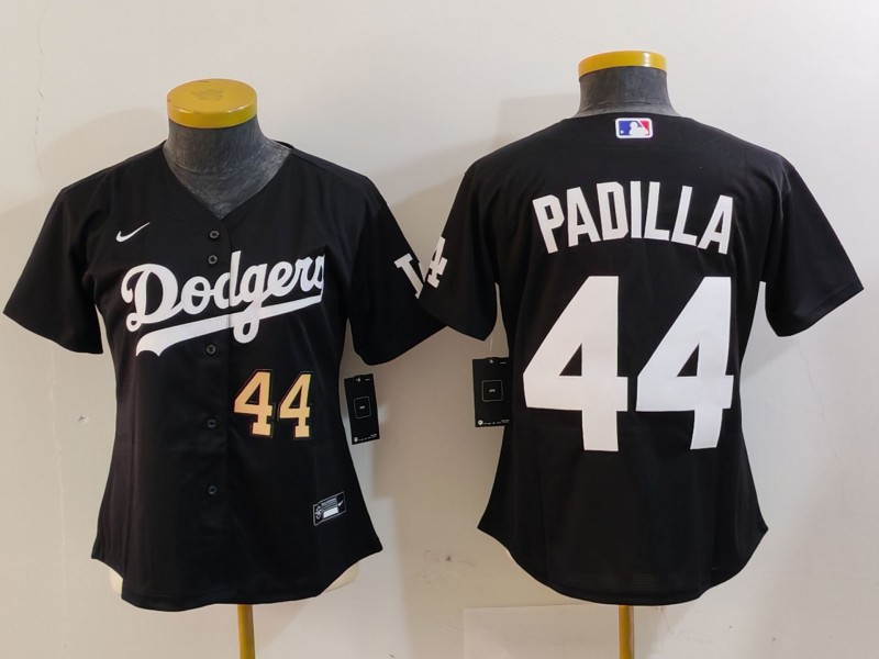 Women's Los Angeles Dodgers #44 Vicente Padilla Black Stitched Jersey(Run Small) 2