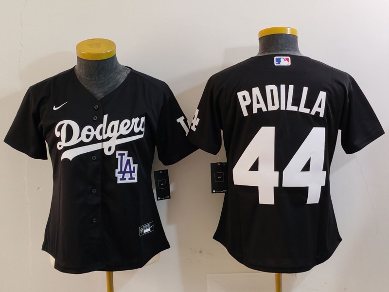 Women's Los Angeles Dodgers #44 Vicente Padilla Black Stitched Jersey(Run Small) 1