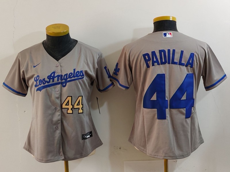 Women's Los Angeles Dodgers #44 Vicente Padilla Grey Stitched Jersey(Run Small) 9