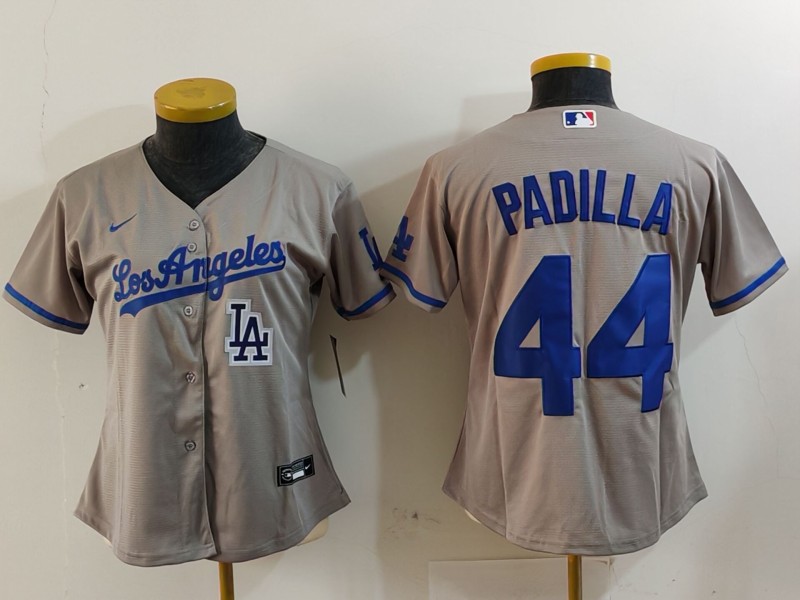 Women's Los Angeles Dodgers #44 Vicente Padilla Grey Stitched Jersey(Run Small) 8