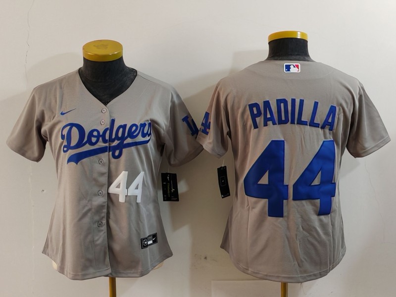 Women's Los Angeles Dodgers #44 Vicente Padilla Grey Stitched Jersey(Run Small) 7