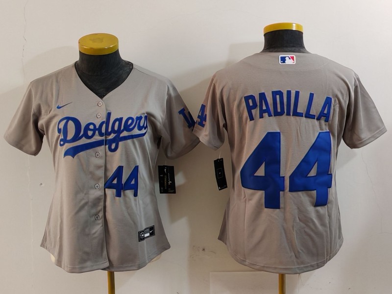 Women's Los Angeles Dodgers #44 Vicente Padilla Grey Stitched Jersey(Run Small) 6