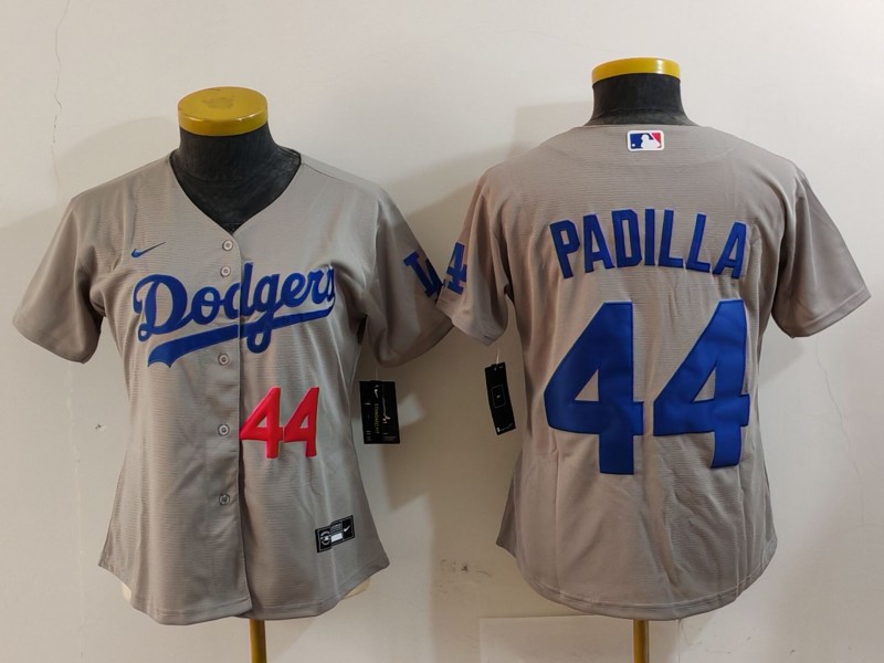 Women's Los Angeles Dodgers #44 Vicente Padilla Grey Stitched Jersey(Run Small) 4