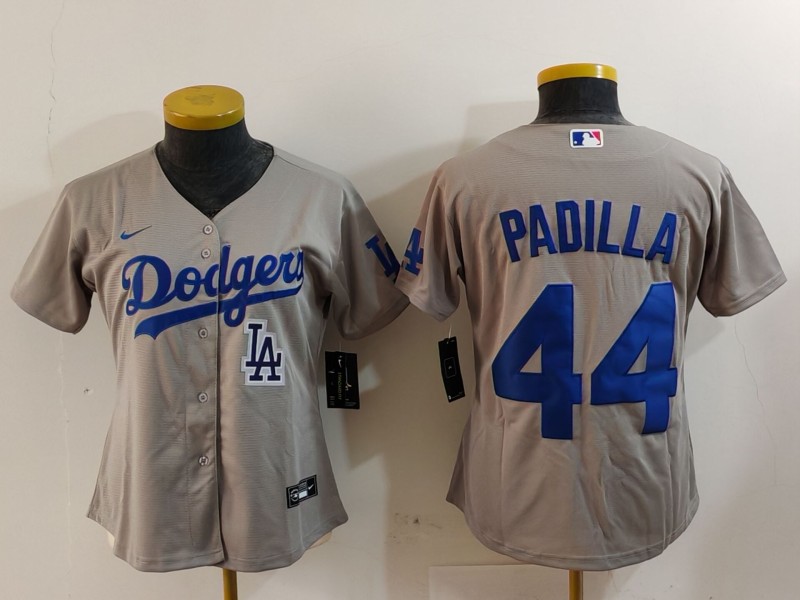 Women's Los Angeles Dodgers #44 Vicente Padilla Grey Stitched Jersey(Run Small) 2