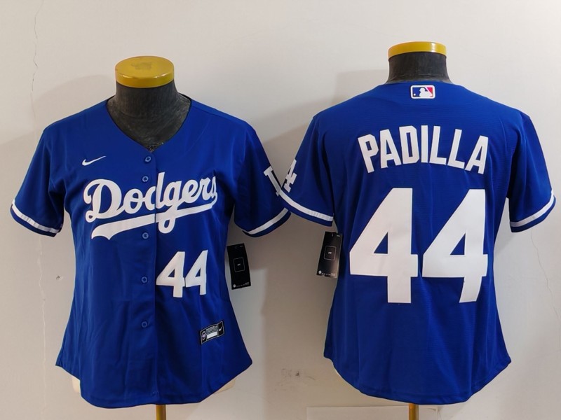 Women's Los Angeles Dodgers #44 Vicente Padilla Blue Stitched Jersey(Run Small) 3