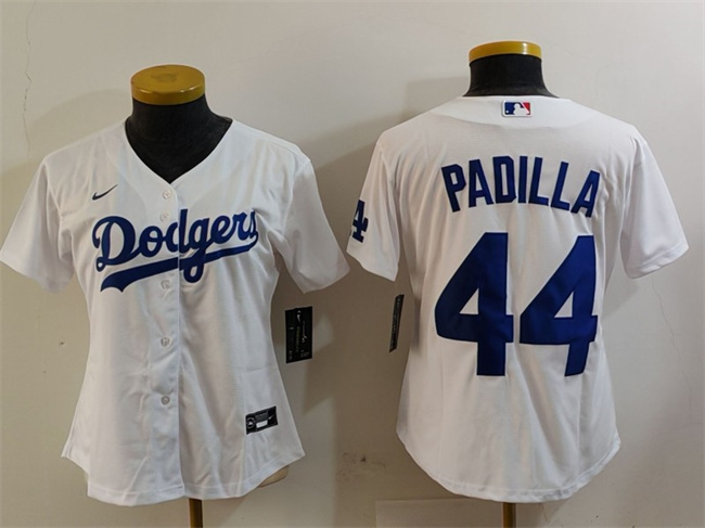 Women's Los Angeles Dodgers #44 Vicente Padilla White Stitched Jersey(Run Small)