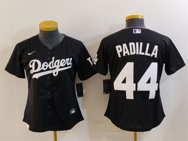 Women's Los Angeles Dodgers #44 Vicente Padilla Black Stitched Jersey(Run Small)