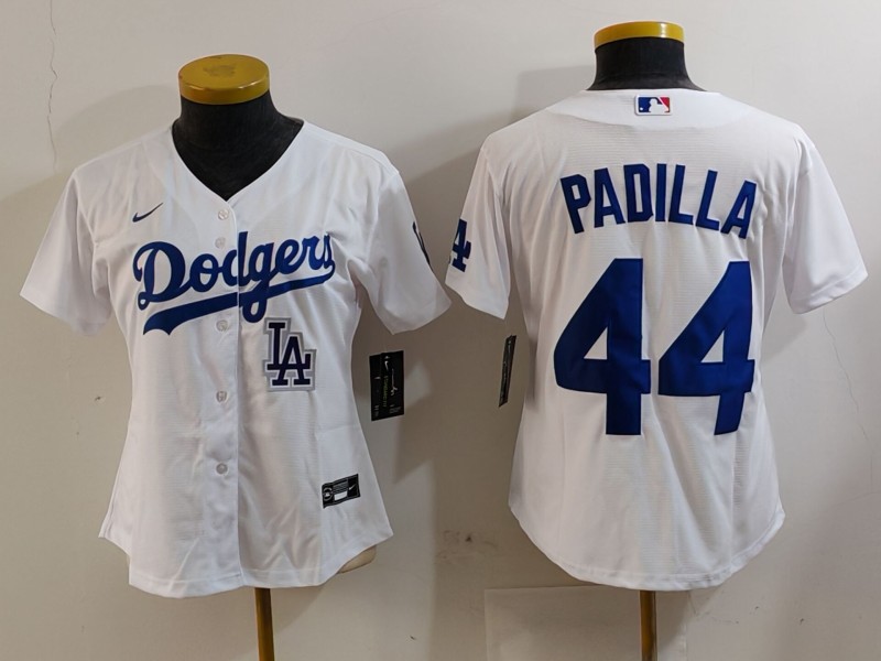 Women's Los Angeles Dodgers #44 Vicente Padilla White Stitched Jersey(Run Small) 5