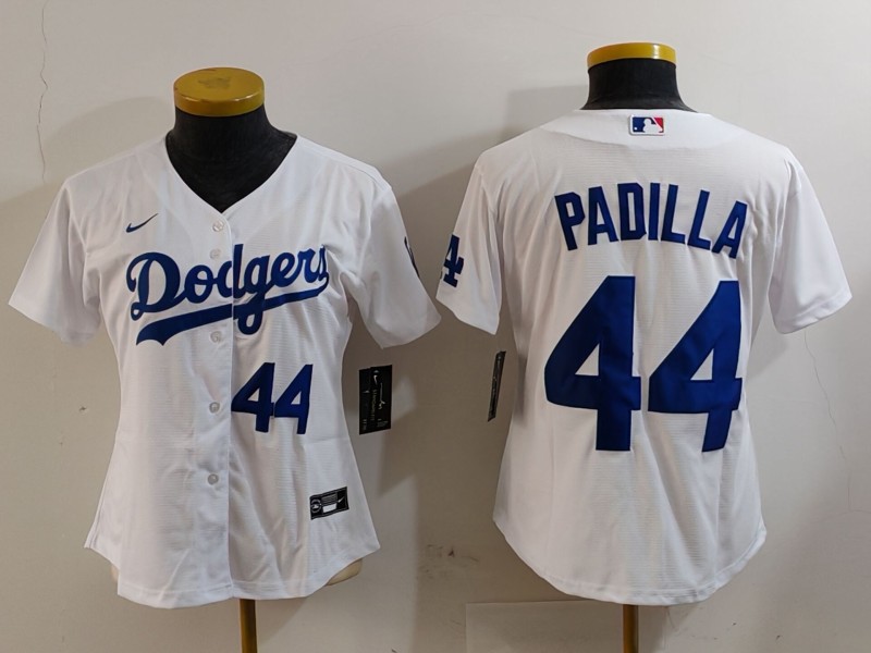 Women's Los Angeles Dodgers #44 Vicente Padilla White Stitched Jersey(Run Small) 3