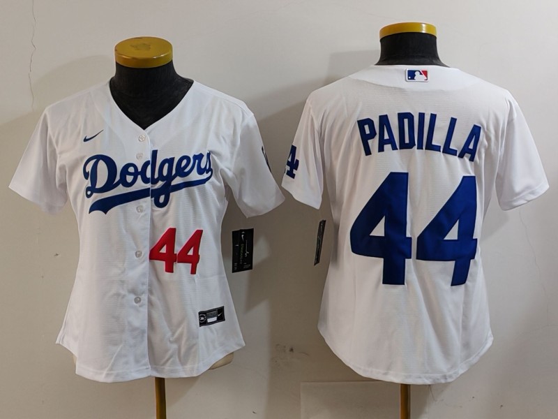 Women's Los Angeles Dodgers #44 Vicente Padilla White Stitched Jersey(Run Small) 2