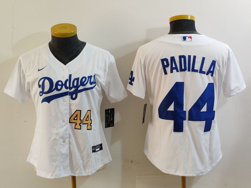 Women's Los Angeles Dodgers #44 Vicente Padilla White Stitched Jersey(Run Small) 1