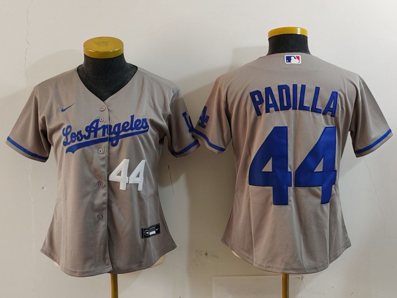 Women's Los Angeles Dodgers #44 Vicente Padilla Grey Stitched Jersey(Run Small) 12