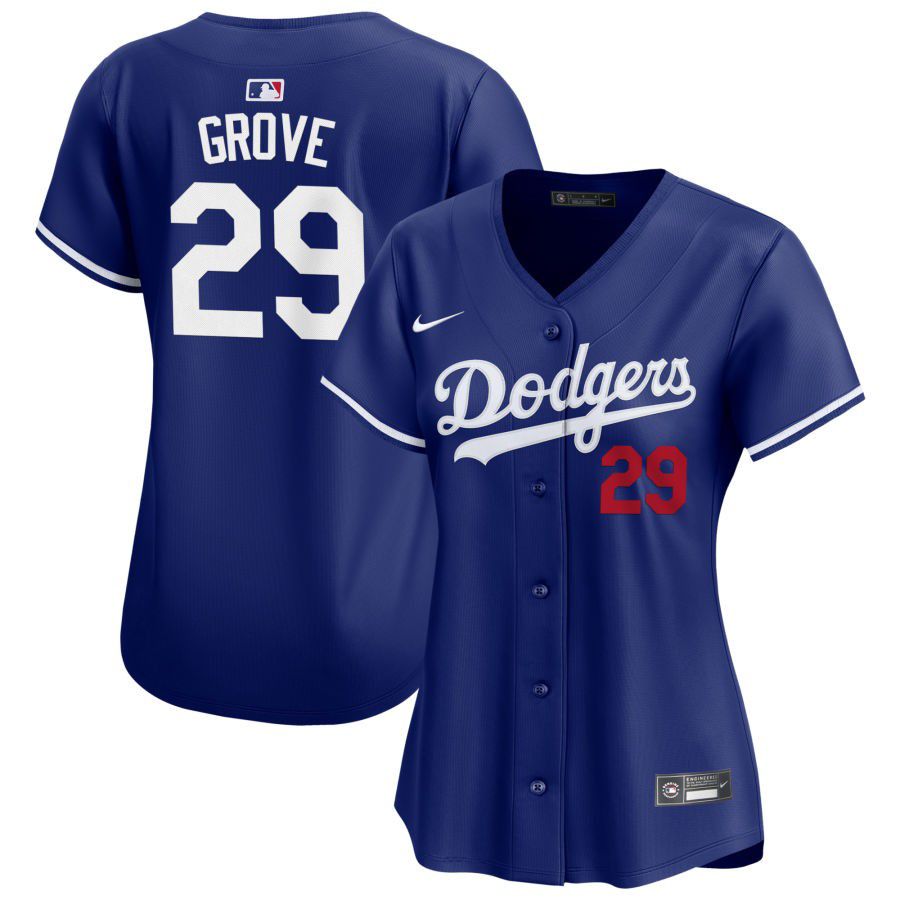 Women's Los Angeles Dodgers #29 Michael Grove Blue Stitched Baseball Jersey