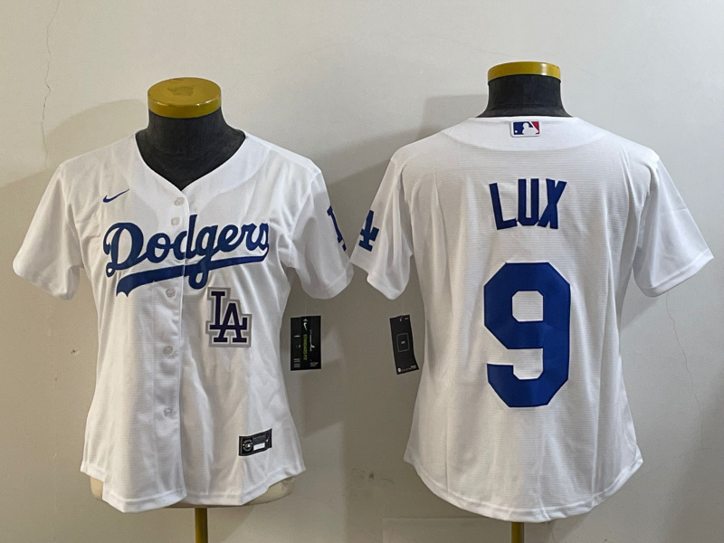 Women's Los Angeles Dodgers #9 lux White Cool Base Stitched Baseball Jersey 6