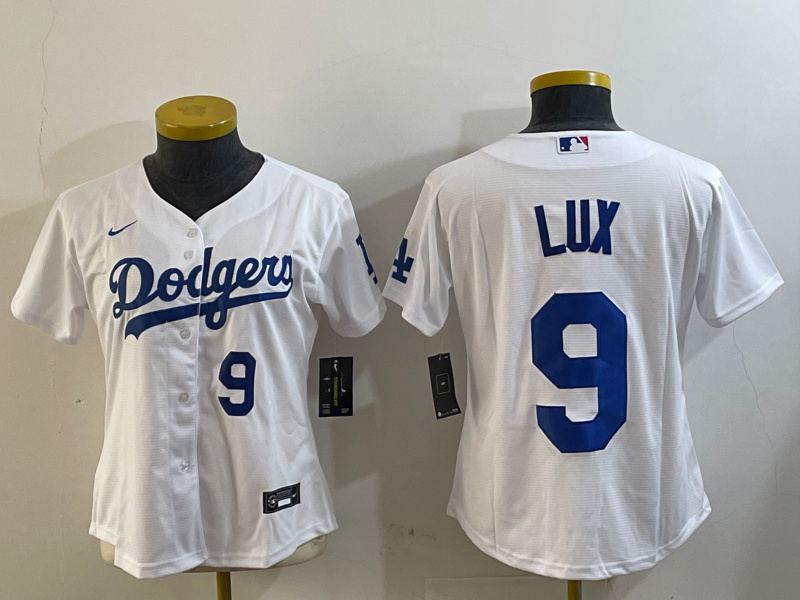 Women's Los Angeles Dodgers #9 lux White Cool Base Stitched Baseball Jersey 5