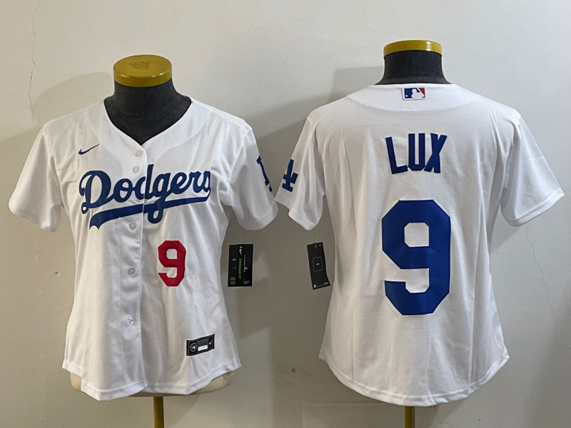 Women's Los Angeles Dodgers #9 lux White Cool Base Stitched Baseball Jersey 3