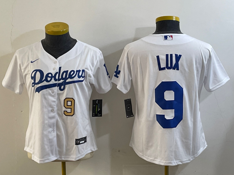 Women's Los Angeles Dodgers #9 lux White Cool Base Stitched Baseball Jersey2