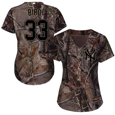 Yankees #33 Greg Bird Camo Realtree Collection Cool Base Women's Stitched Baseball Jersey