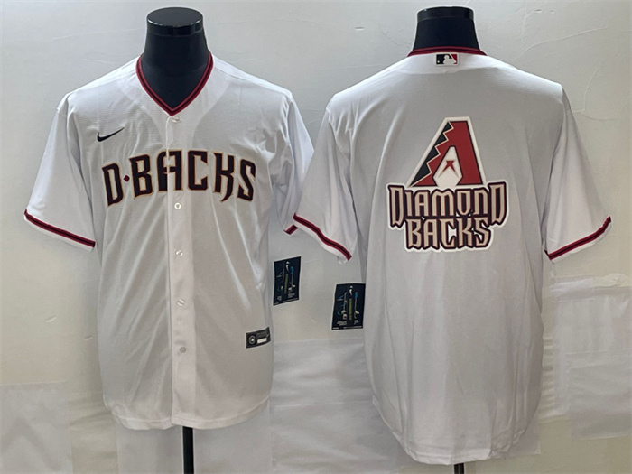 Men's Arizona Diamondbacks White Team Big Logo Cool Base Stitched Baseball Jersey