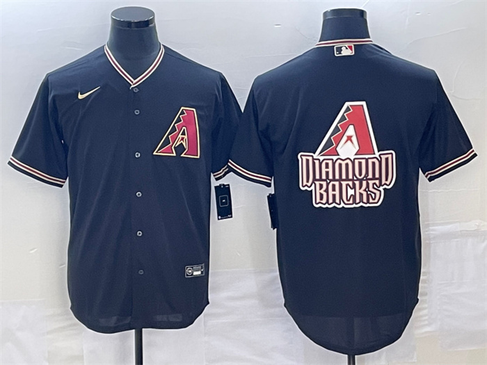 Men's Arizona Diamondbacks Black Team Big Logo Cool Base Stitched Baseball Jersey