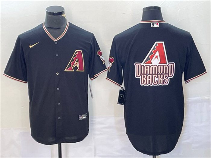 Men's Arizona Diamondbacks Black Team Big Logo Cool Base Stitched Baseball JerseyS