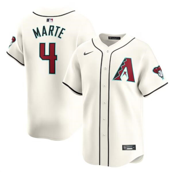 Men's Arizona Diamondbacks #4 Ketel Marte 2023 24 Cream Cool Base Stitched Baseball Jersey