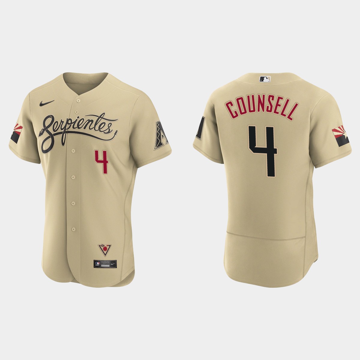 Arizona Diamondbacks #4 Craig Counsell Men's Nike 2021 City Connect Authentic MLB Jersey Gold