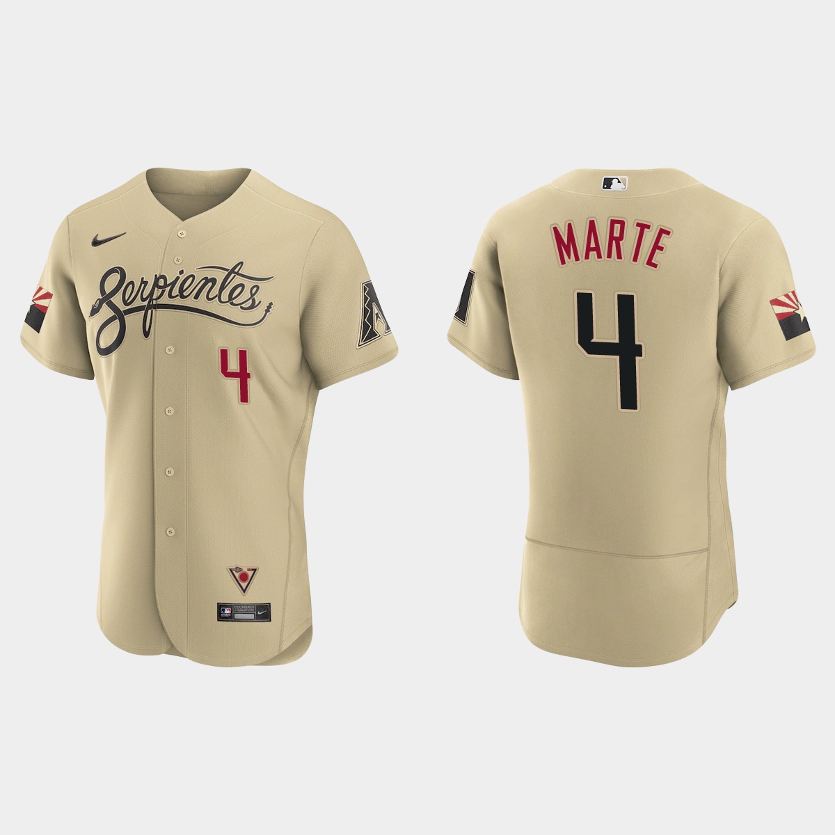 Arizona Diamondbacks #4 Ketel Marte Men's Nike 2021 City Connect Authentic MLB Jersey Gold